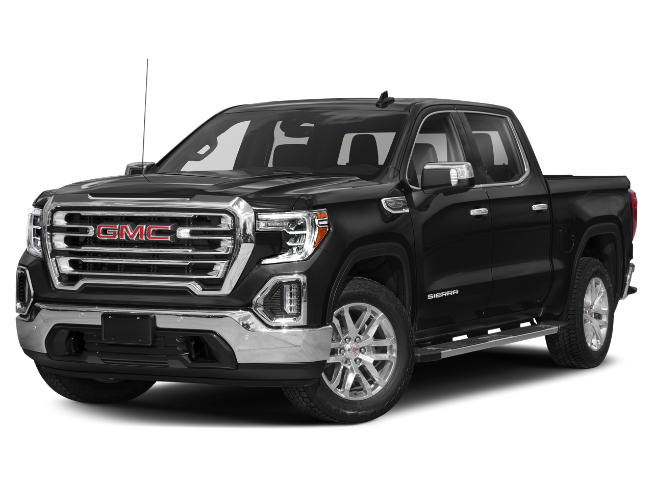 2019 GMC Sierra 1500 SLT in Onyx Black — front three-quarter view
