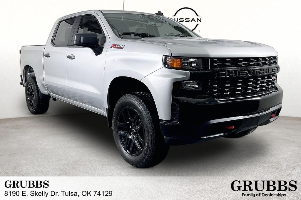 2022 Chevrolet Silverado 1500 LTD Custom Trail Boss in Silver Ice Metallic — front three-quarter view