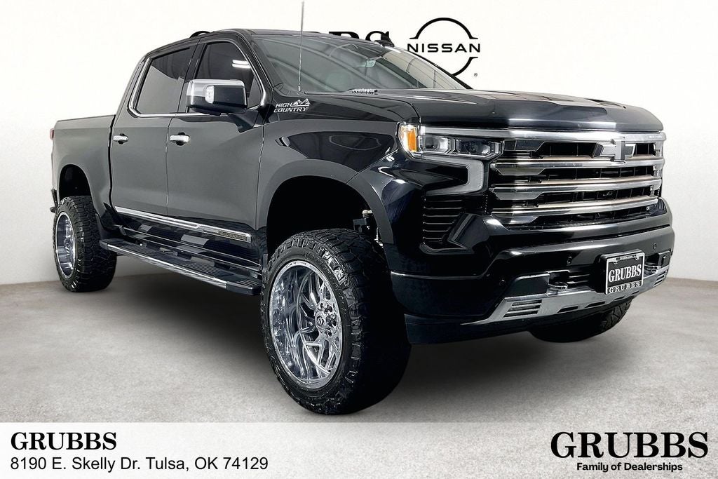 2022 Chevrolet Silverado 1500 High Country in Black — front three-quarter view