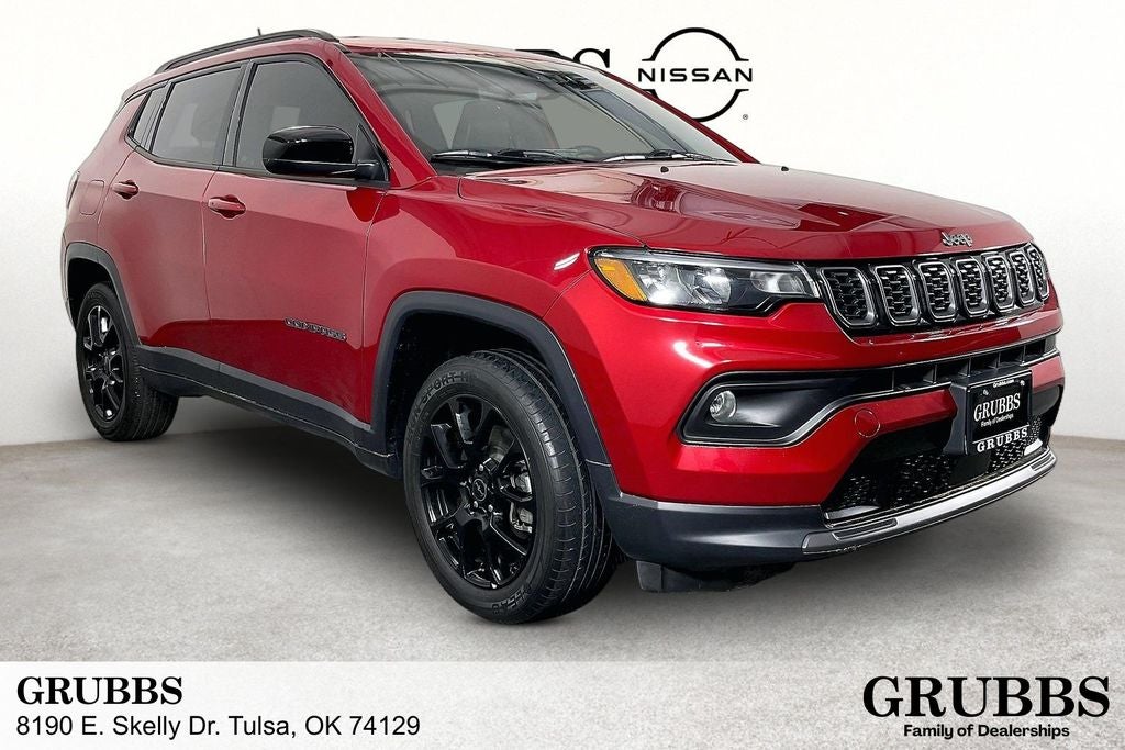 2025 Jeep Compass Latitude in Red Hot Pearlcoat — front three-quarter view