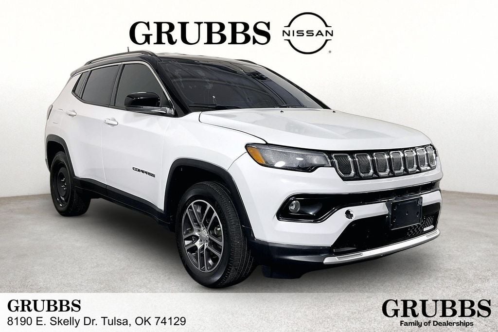 2022 Jeep Compass Limited in Bright White Clearcoat — front three-quarter view