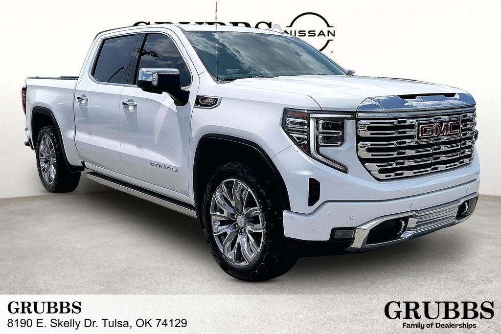 2023 GMC Sierra 1500 Denali in Summit White — front three-quarter view
