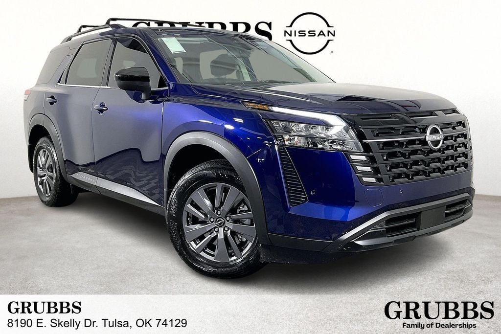 2026 Nissan Pathfinder SV in Deep Ocean Blue Pearl — front three-quarter view