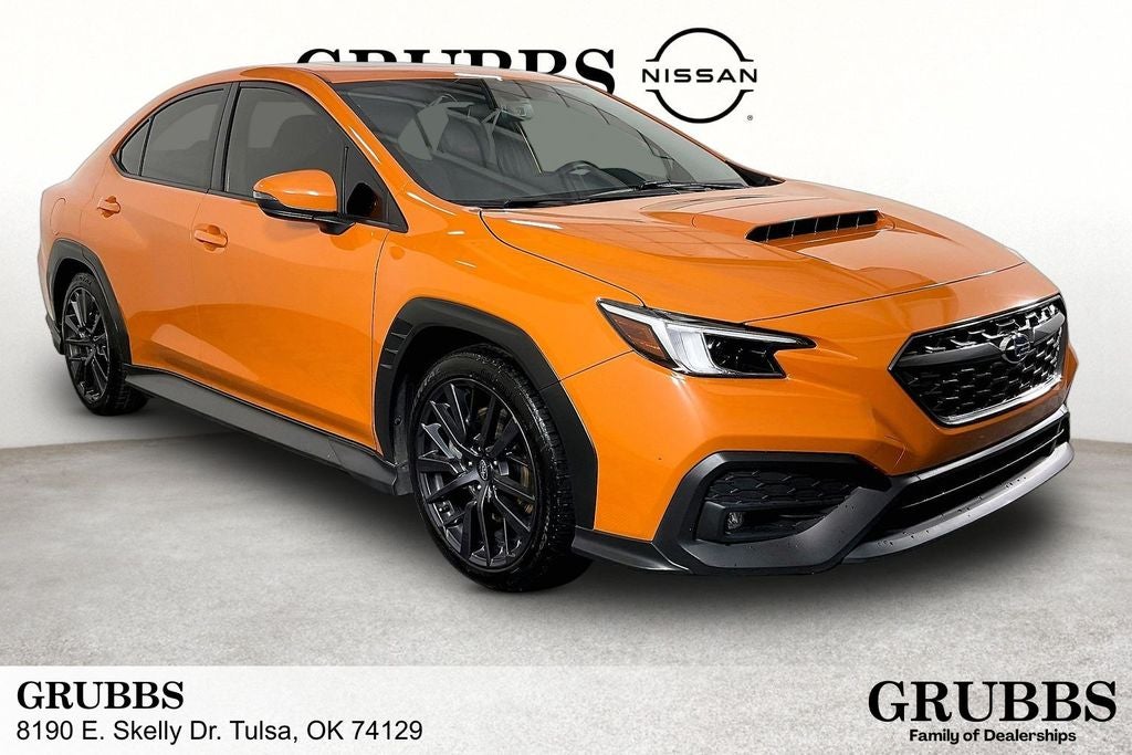 2023 Subaru WRX Limited in Solar Orange Pearl — front three-quarter view