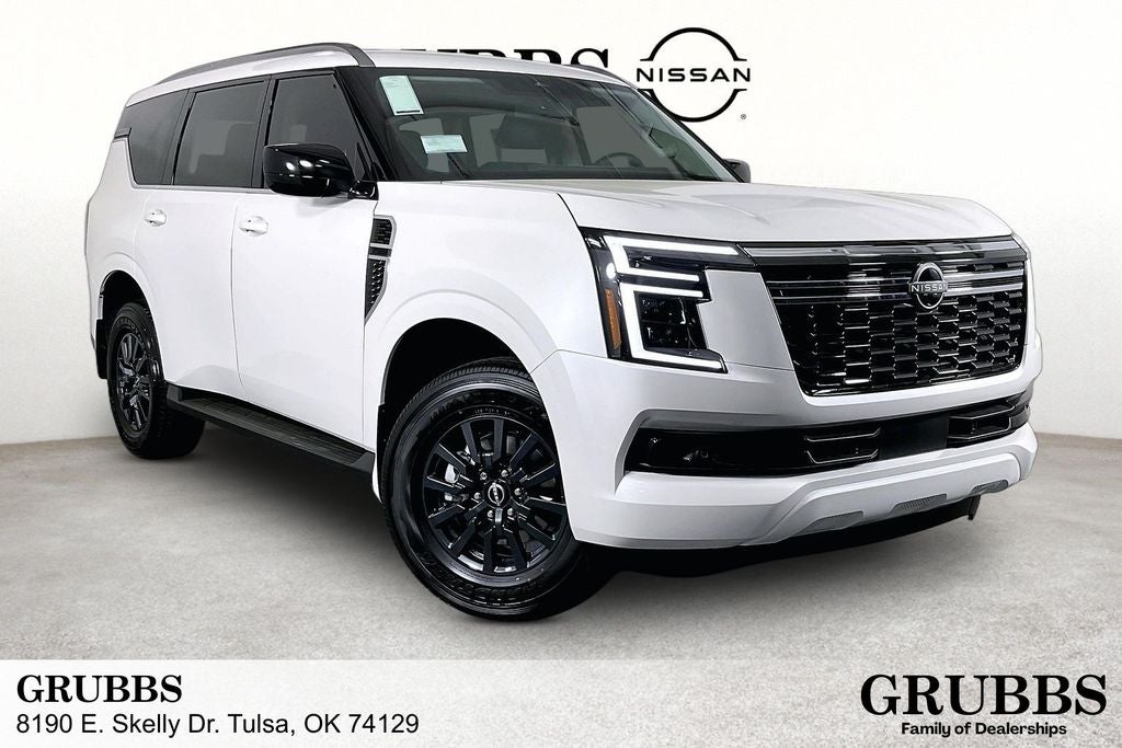 2026 Nissan Armada SV in Aspen White Tricoat — front three-quarter view